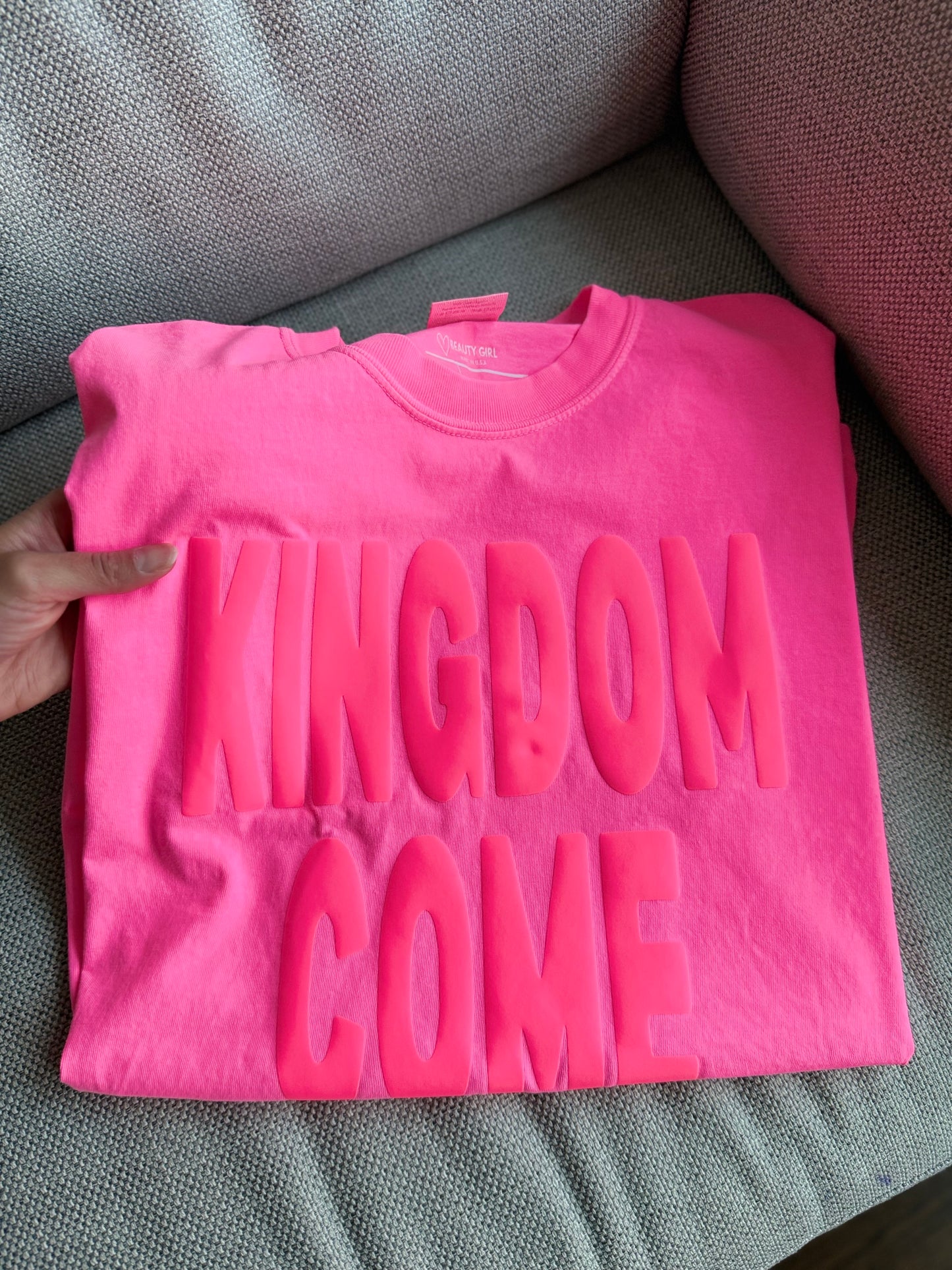 Neon pink KINGDOM COME Comfort Colors tee