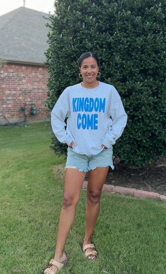 Neon Blue on Ash Grey Crewneck